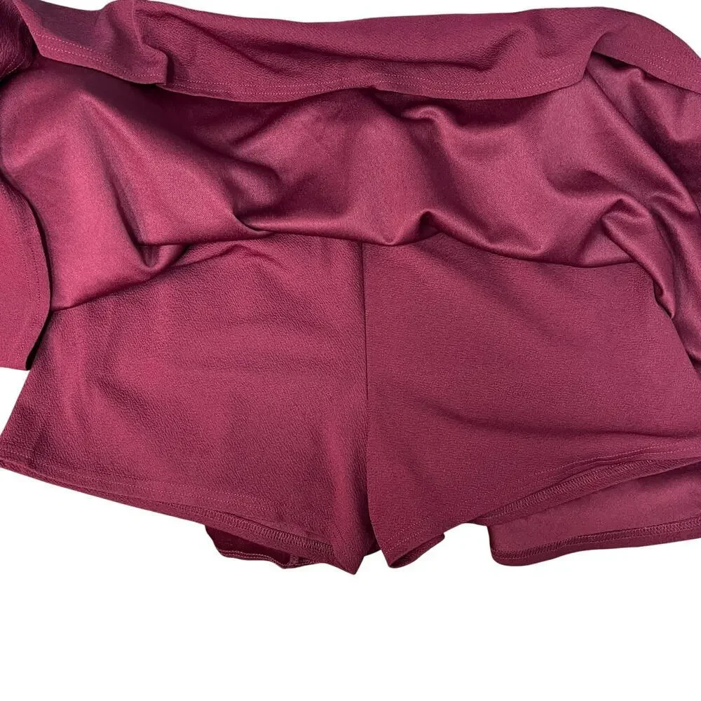 DJT Circle Mini Skirt/Skort Womens 3XL Burgundy Mid Rise Party Event Date Night